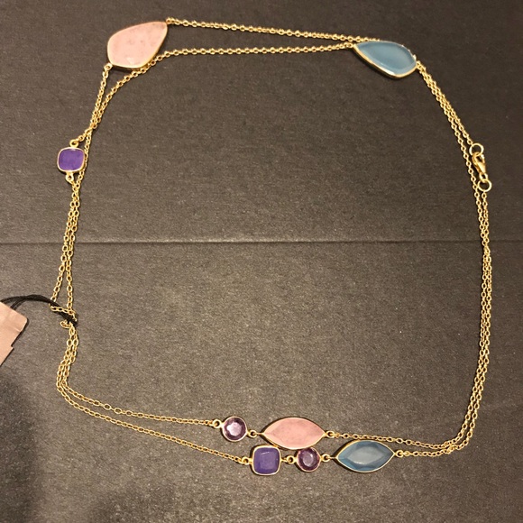 Argento Vivo Stone Station Necklace - Gold/Multi - Picture 4 of 4